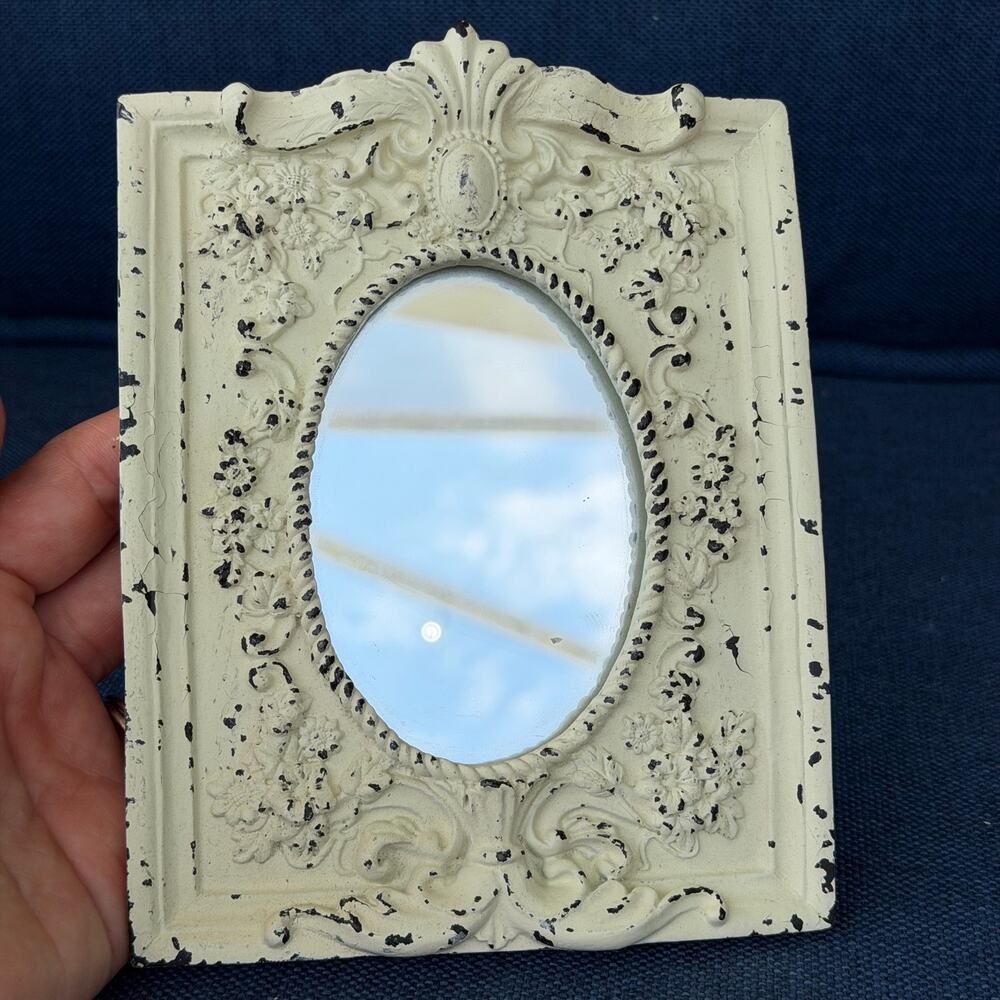 Vintage Metal Framed Wall Mirror Ornate Rustic Iron? Shabby Chic Distressed READ